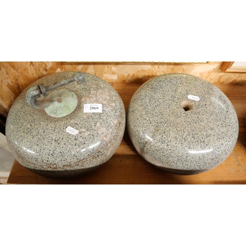 2069 - Two Granite Curling Stones.