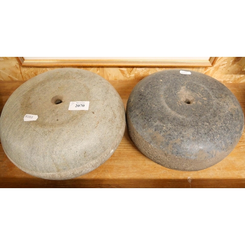 2070 - Two Granite Curling Stones.