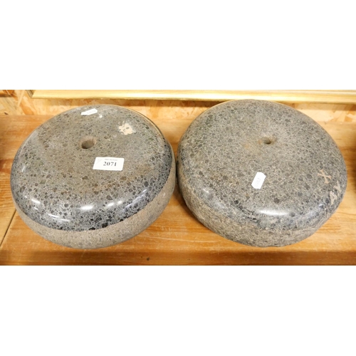 2071 - Two Granite Curling Stones.