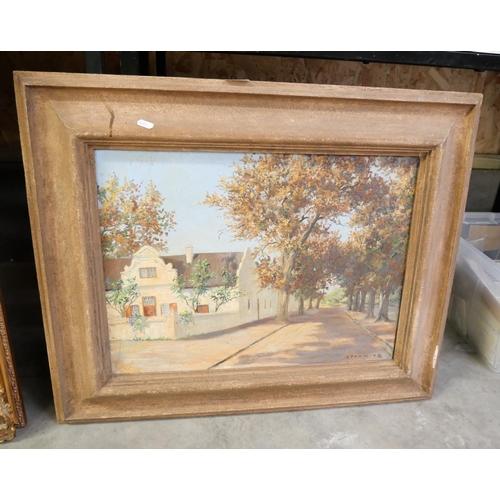 2082 - Framed Oil Painting - Continental Street Scene, G Pganitz approx 53 x 41cm.