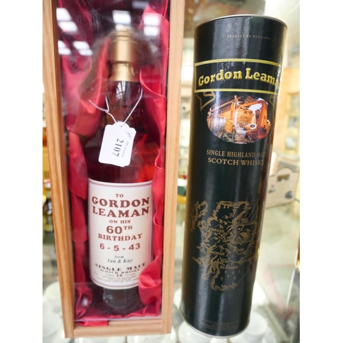 2107 - Two Bottles of Personalised Single Malt Scotch Whisky (Drumguish & SP & E Barron Dyce).