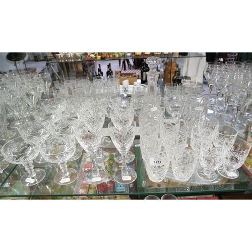 2123 - Collection of Assorted Drinking Glasses, Jug & Decanter.