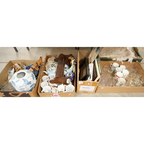 2140 - Four Boxes - Drinking Glasses, Prints, Vases etc