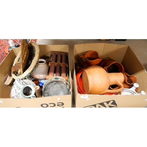 2150 - Two Boxes - Pottery Jugs, Bowls, Baskets etc.