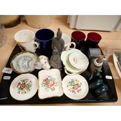 2181 - Chinese Figures, Pin Dishes, Mugs etc