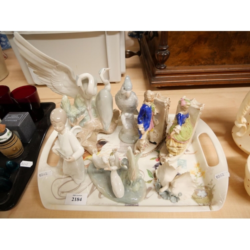 2184 - Tray - Assorted Continental Porcelain Figures