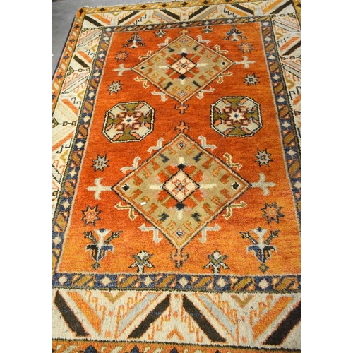 2529 - Eastern Wool Rug, Burnt Orange Ground, 247cm x 178cm