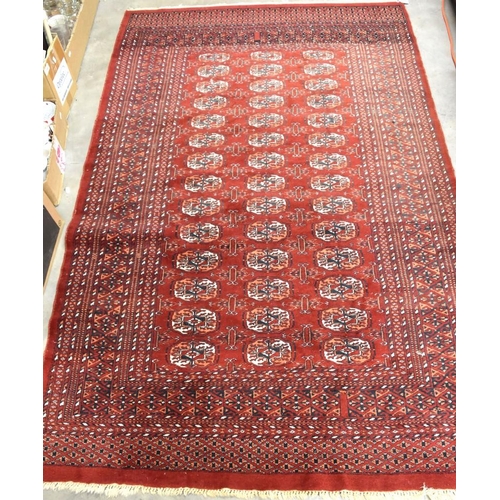 2533 - Modern Bukhara Wool Rug Red Ground 121cm x 194cm