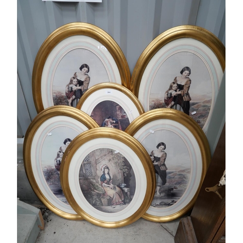 3001 - Six Gilt Framed Oval Prints