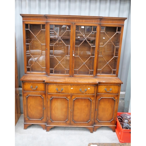 3009 - Mahogany Inlaid Breakfront Display Cabinet