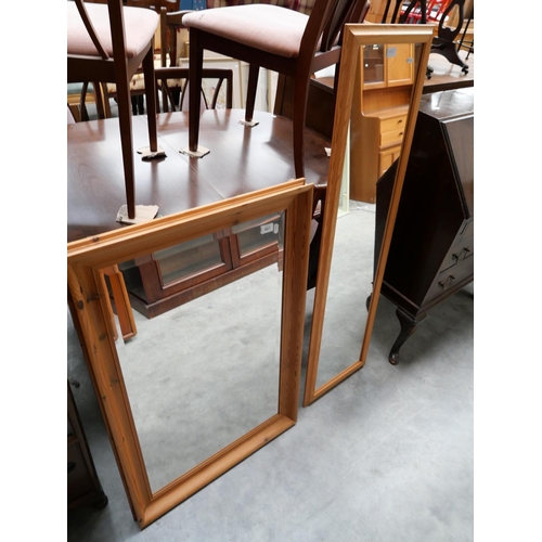 3027 - 2 Pine Framed Mirror's ( 62cm X92cm Approx. 37cm X 127cm)