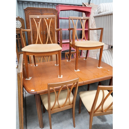 3046 - Teak G Plan Extending Dining Table with 6 Chairs