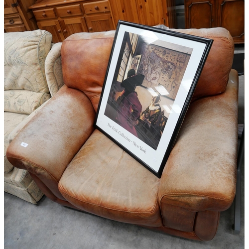 3051 - Brown Leather Armchair & Print The Friick Collection