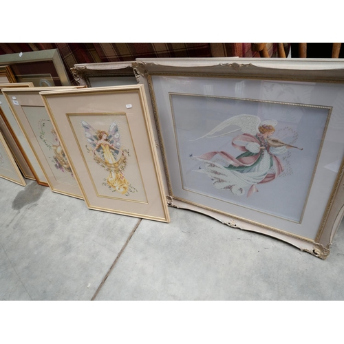 3074 - 9 Framed Embroidery Pictures