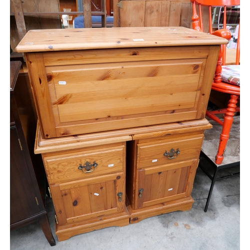 3103 - Pair Of Pine Bedsides & Blanket Box