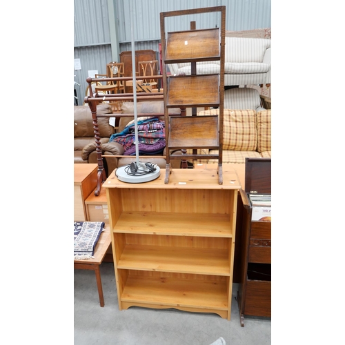 3133 - Pine Bookcase, Reading Lamp & Cake Stand