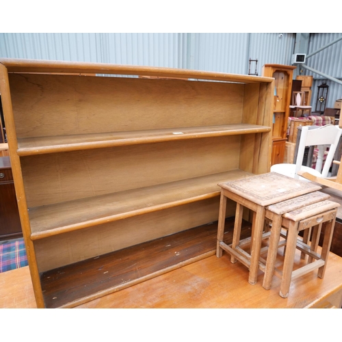 3143 - Bookshelf & Carved Nest Of Tables