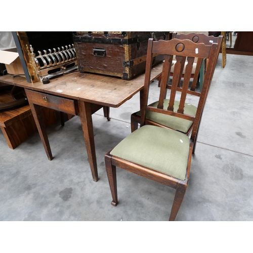 3151 - Drop Leaf Table with Drawer and Two Chairs