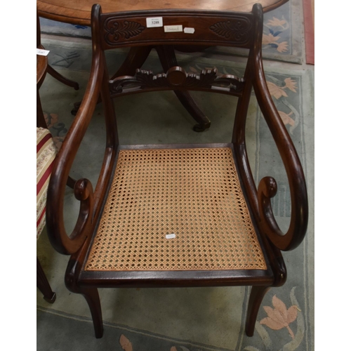 3288 - Victorian Mahogany Elbow Chair with Cane Seat