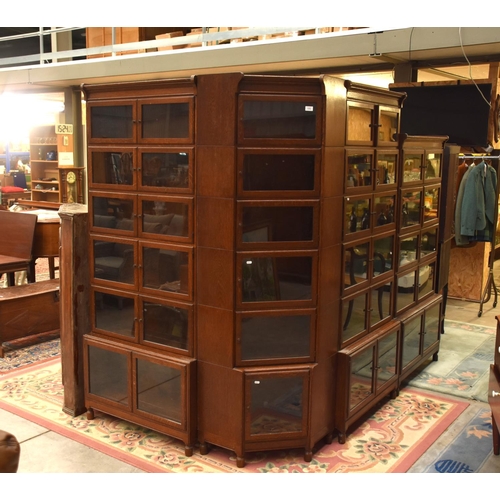 3292 - 4 Section Oak Bookcase with Glazed Doors by Minty Library Specialists Oxford