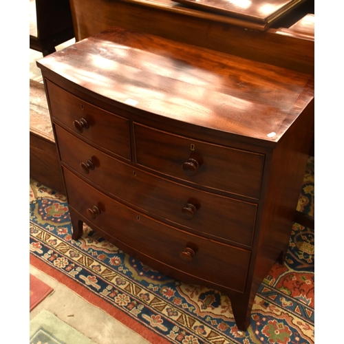 3307 - Victorian Mahogany Bow Front 2 over 2 Drawer Chest (restored)