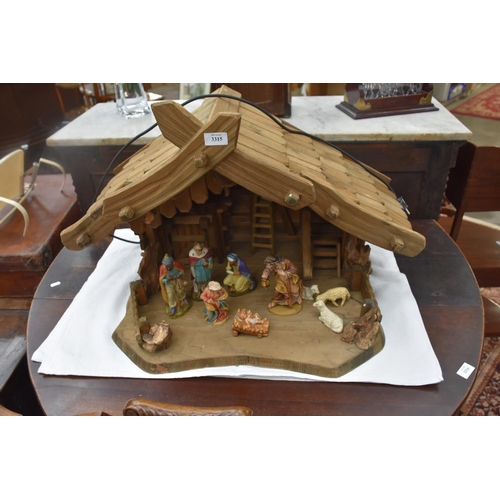 3315 - Wooden Carved Decorative Nativity  scene with Figures