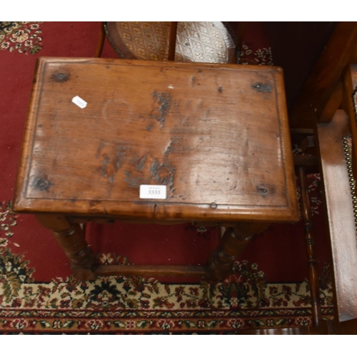 3333 - Antique Oak Joint Stool with Turned Legs