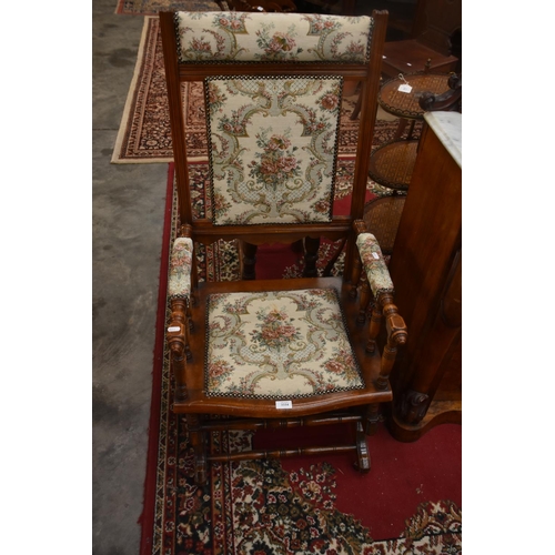 3334 - American Rocking Chair with Tapestry Embroidered Seat and Panels