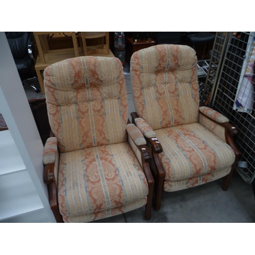 3374 - Pair Of Mahogany Framed Reclining Armchairs