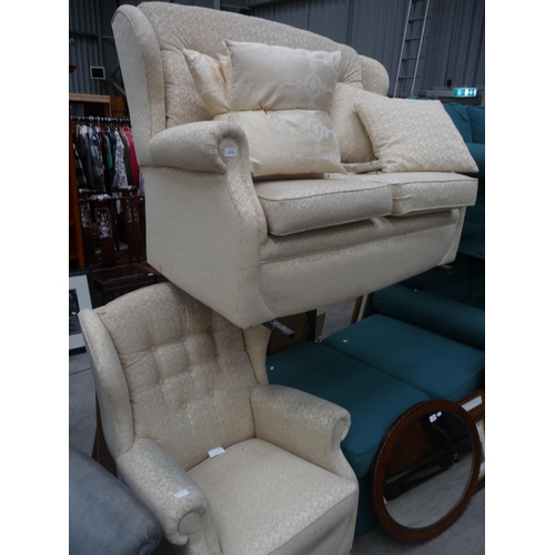 3378 - Two Seater Cream Sofa and Matching Armchair