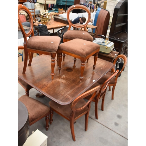 3503 - Pedestal Dining Table, Nine Chairs and Footstool