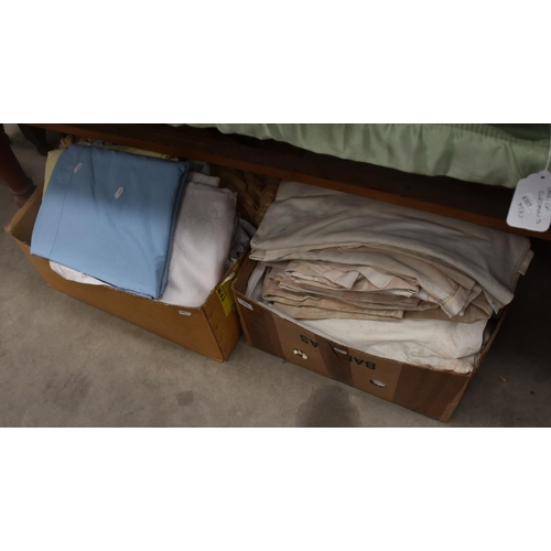 3545 - 2 Boxes- Assorted Linen, Curtains, Sheets & Throws Etc