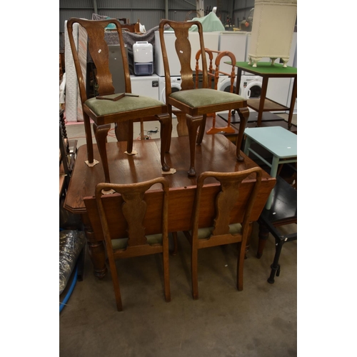 3595 - Oak Extending Dining Table & 6 Chairs