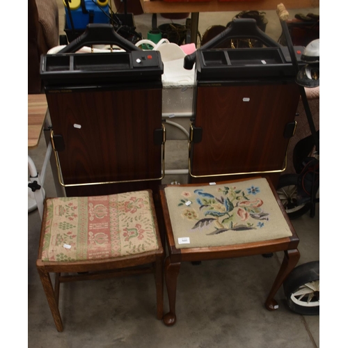 3603 - 2 Vintage Embroidered  Stools, 2 Trouser Press's