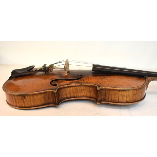 1328 - Antique Violin & Bow - paper label reads 