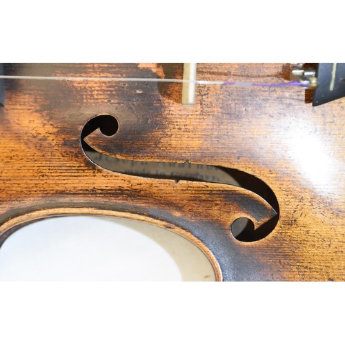 1328 - Antique Violin & Bow - paper label reads 