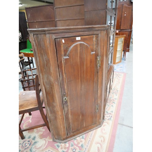 3305 - Antique Shelved Corner Cupboard with Brass H Hinges