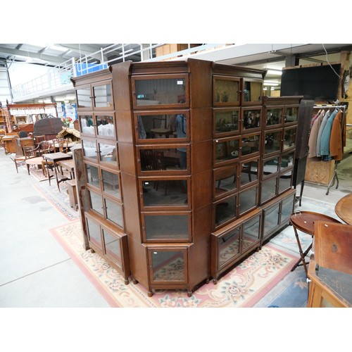 3261 - 4 Section Oak Bookcase with Glazed Doors by Minty Library Specialists Oxford