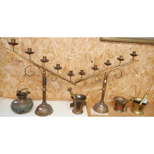 1020 - Pair of Vintage Ecclesiastical Angular Candle Holders.