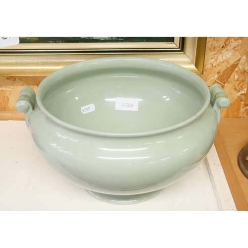 1020A - Wedgwood Celadon Pattern Bowl, approx 28cm across handles.