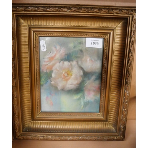 1036 - Framed Still Life Watercolour - Roses, approx 19 x 15cm.