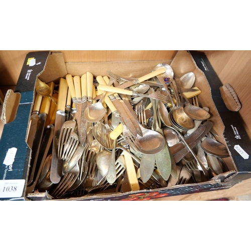 1038 - Box - Assorted Silverplated & Other Cutlery, Flatware etc.