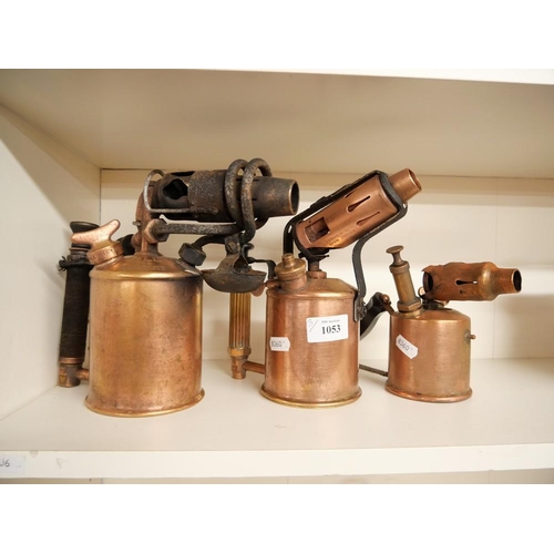 1053 - Three Vintage Copper Blowtorches.