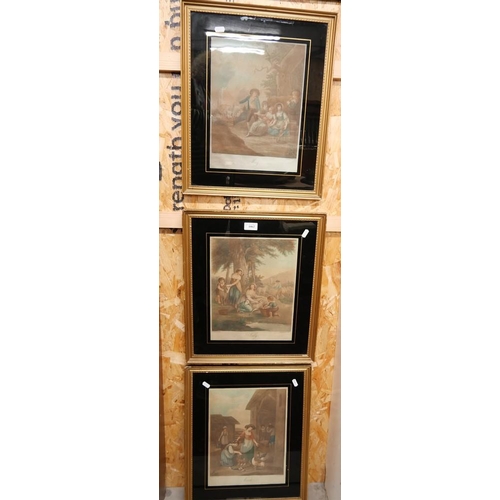 1062 - Set of Three Antique Framed Coloured Prints - March, May & July.