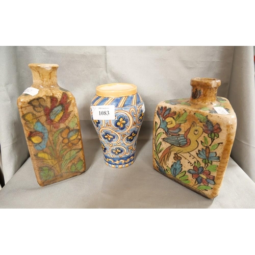 1083 - Three Painted Pottery Vases.