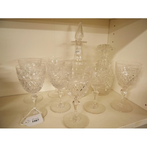 1087 - Cut Glass Decanters & Drinking Glasses.