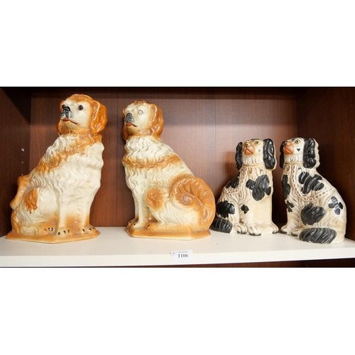 1106 - Two Pairs of Pottery Mantel Dogs.