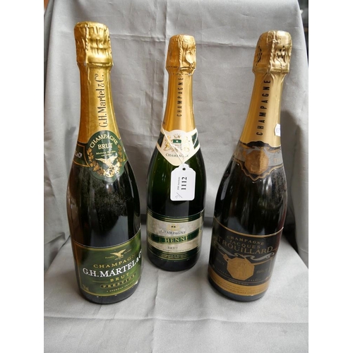 1112 - Three Bottles of Vintage Champagnes.