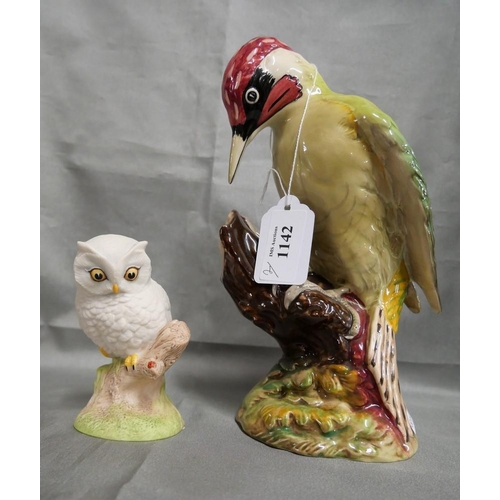 1142 - Beswick Green Woodpecker & Aynsley Baby Owl.