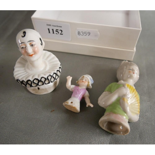 1152 - Box - Antique cake items- Perriot Clown, Child & Crinoline Lady.